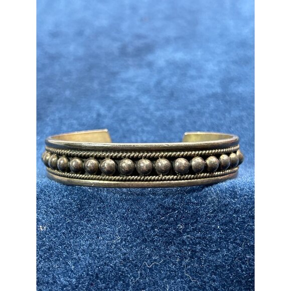 Vintage Sterling Silver Cuff Bracelet With Beaded Design By Mexico - Picture 2 of 9